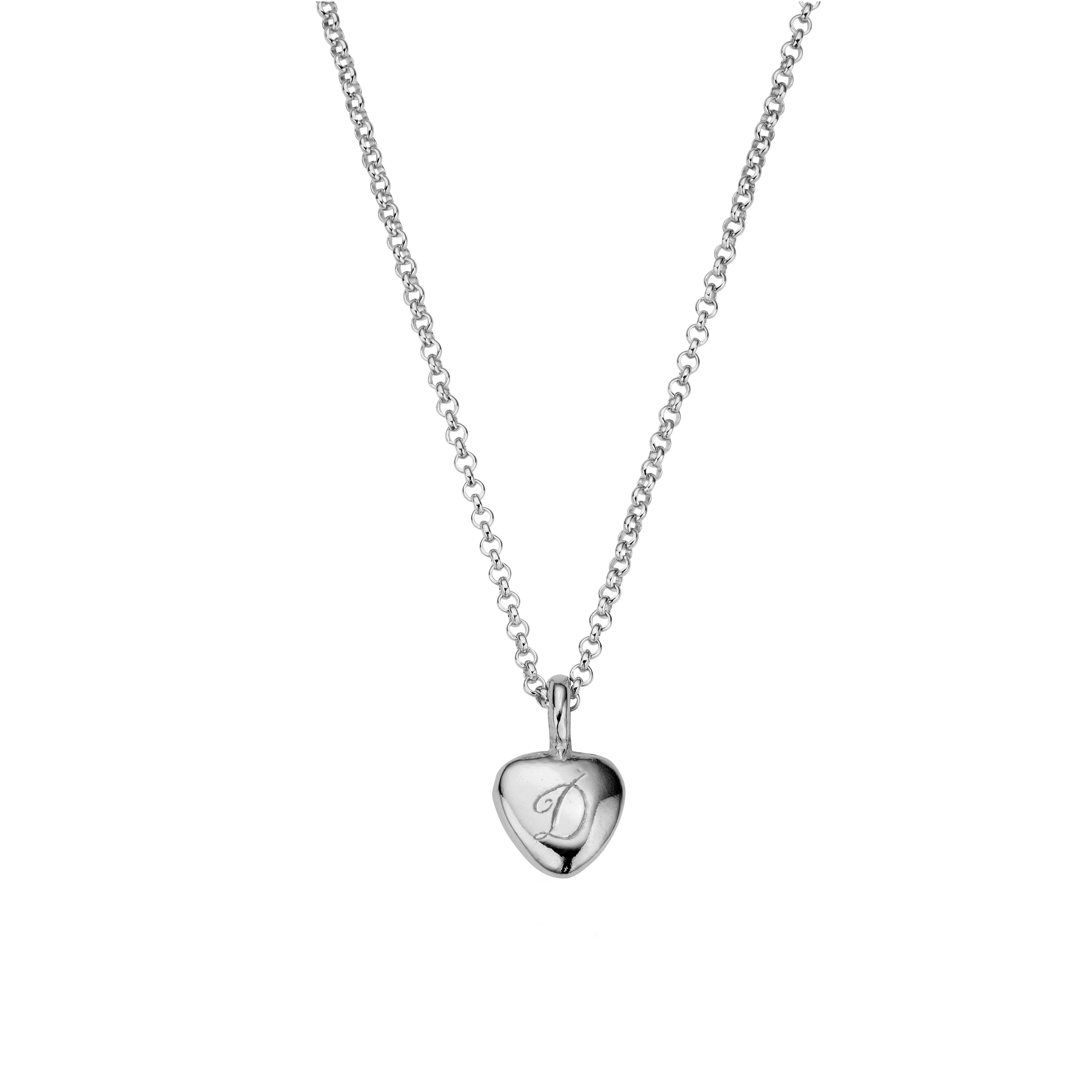 Silver Initial Grateful Heart Necklace