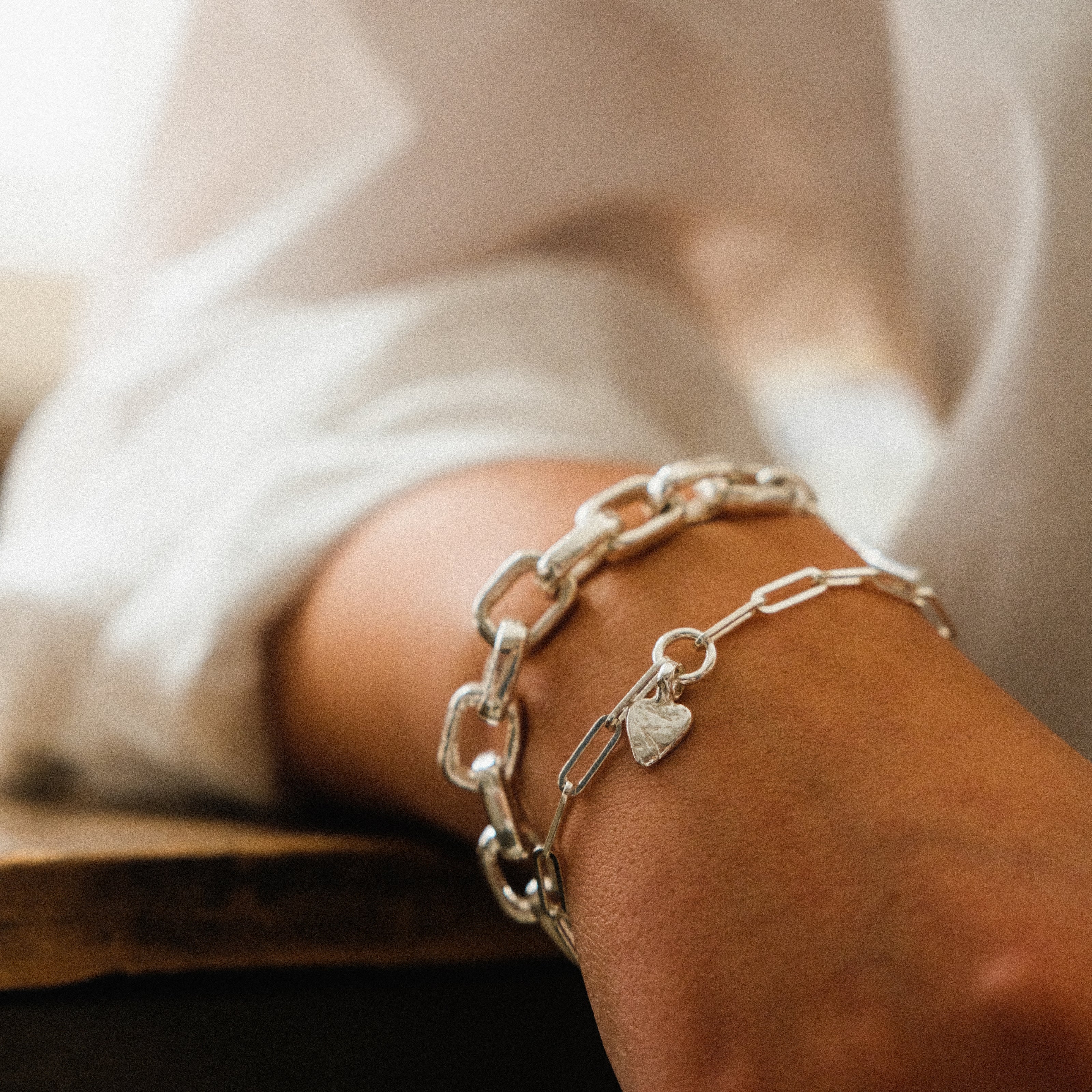 Silver Baby Heart Trace Chain Bracelet