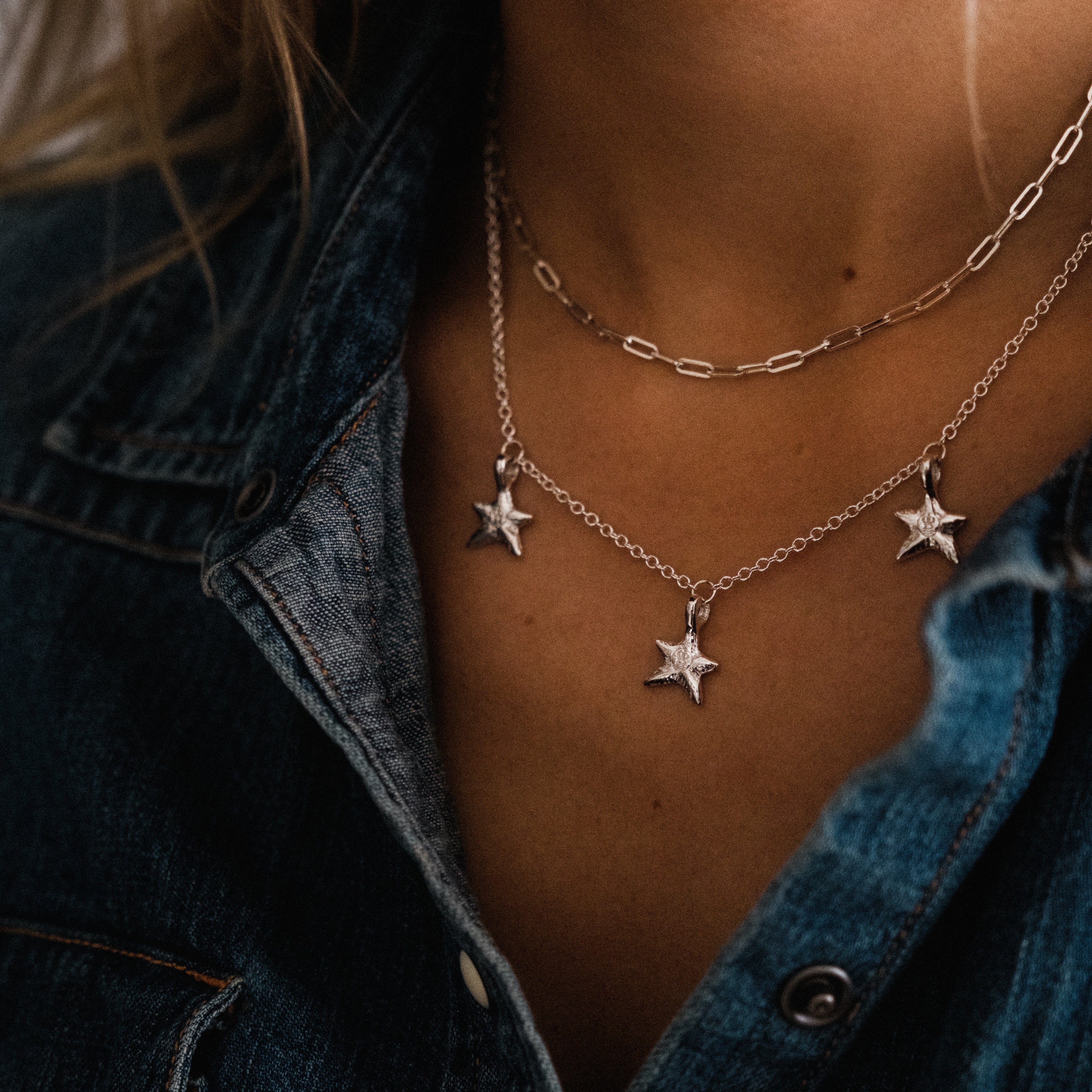 Silver Trio Star Necklace – Daniella Draper