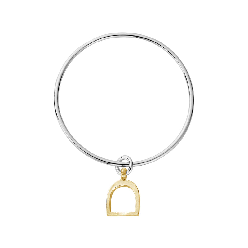 Silver & Gold Medium Stirrup Bangle