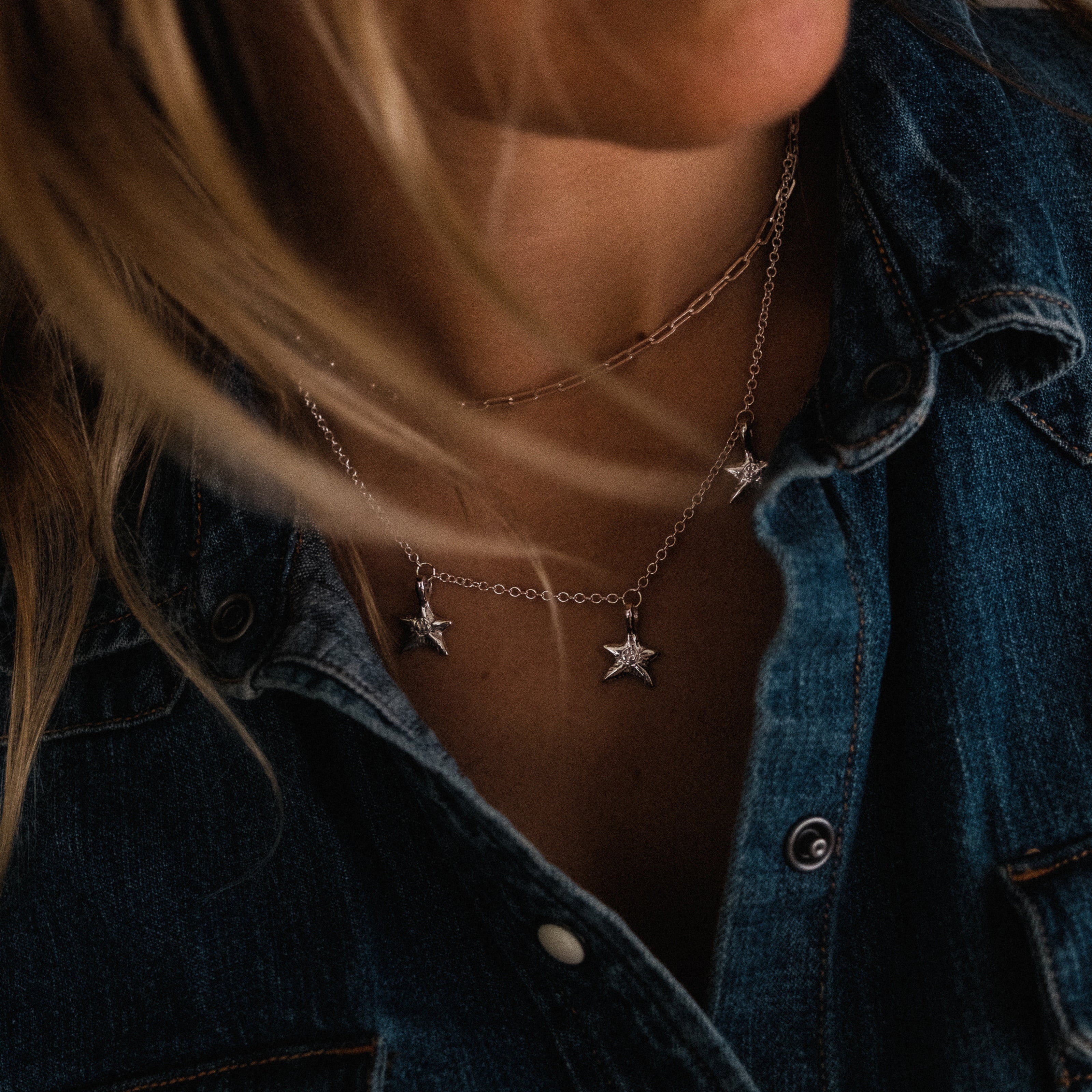 Silver Trio Mini Star Necklace