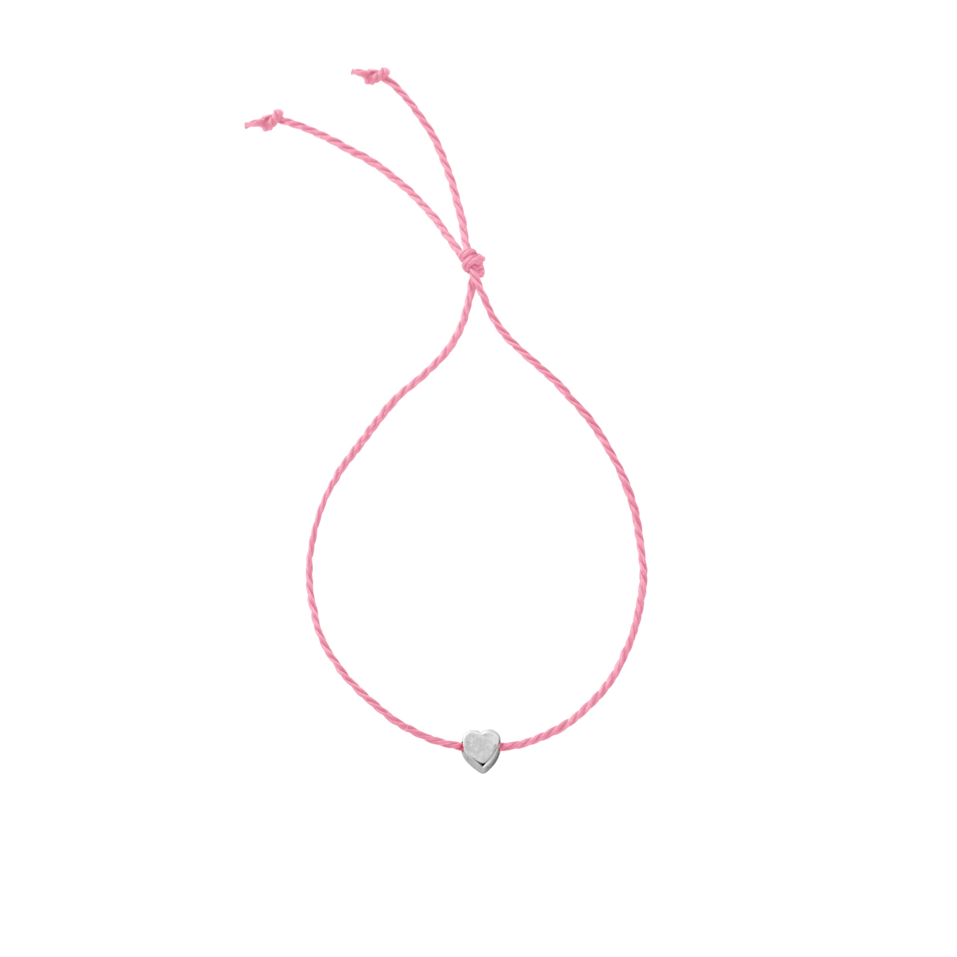Silver Tiny Heart Cord Bracelet