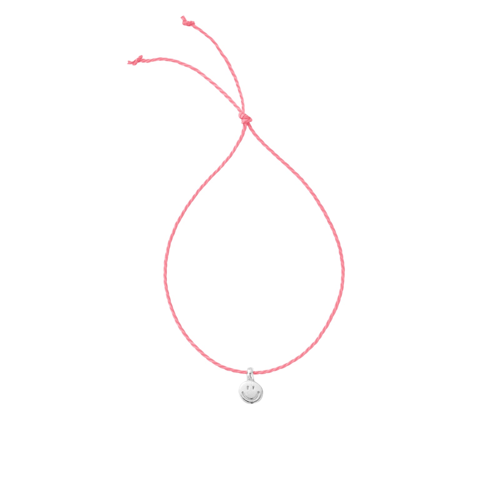 Silver Smiley Face Cord Bracelet