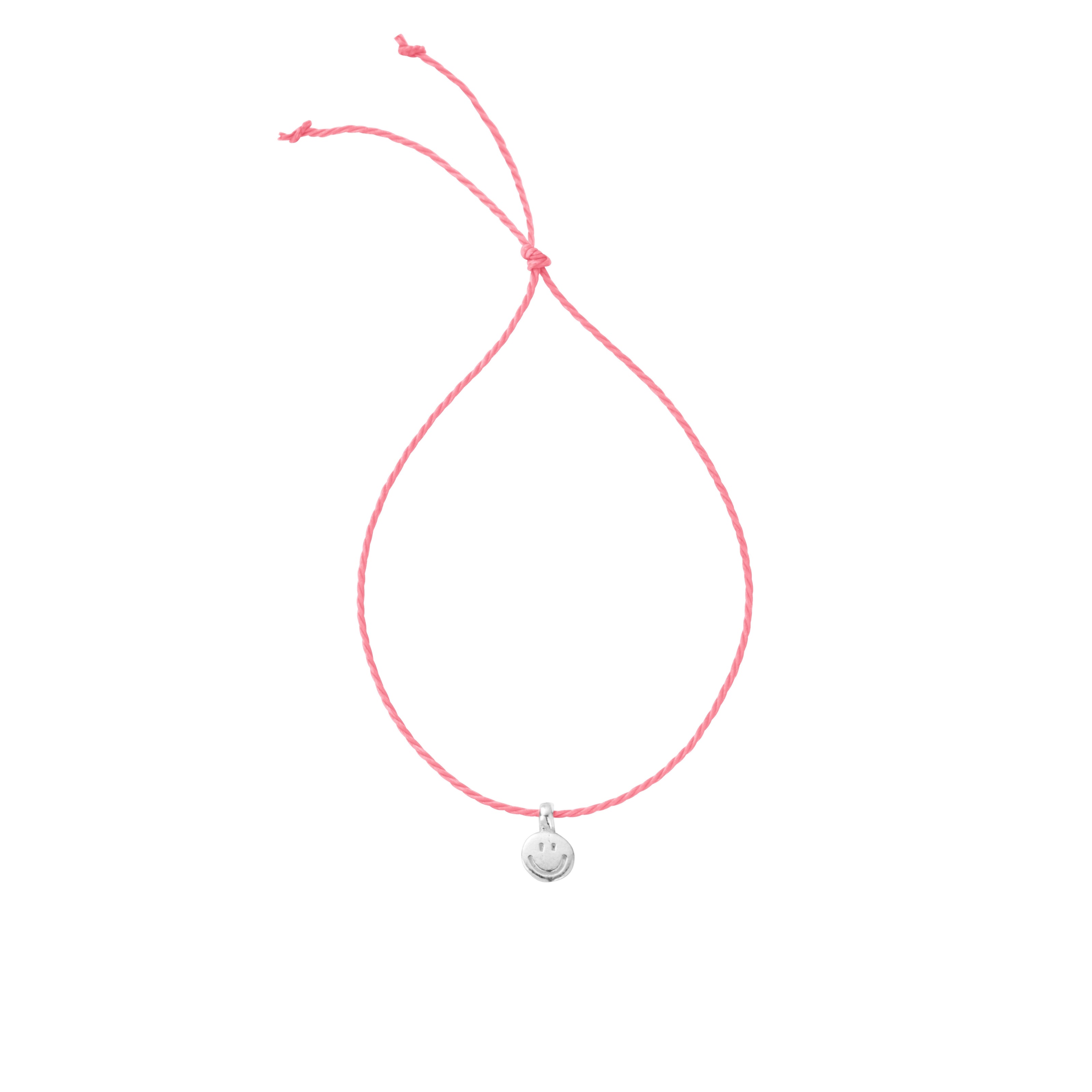 Silver Smiley Face Cord Bracelet