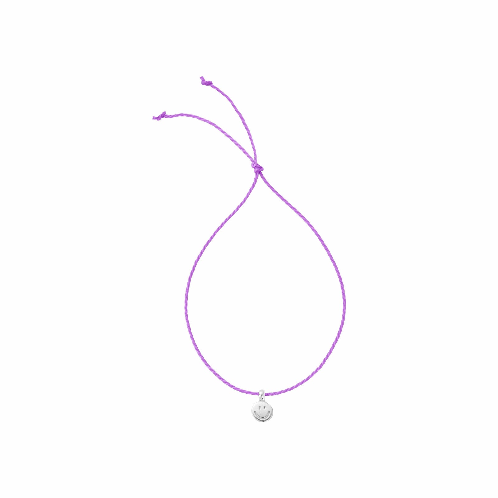 Silver Smiley Face Cord Bracelet
