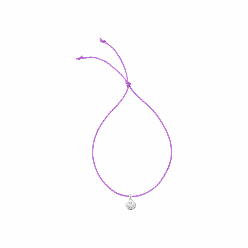 Silver Smiley Face Cord Bracelet