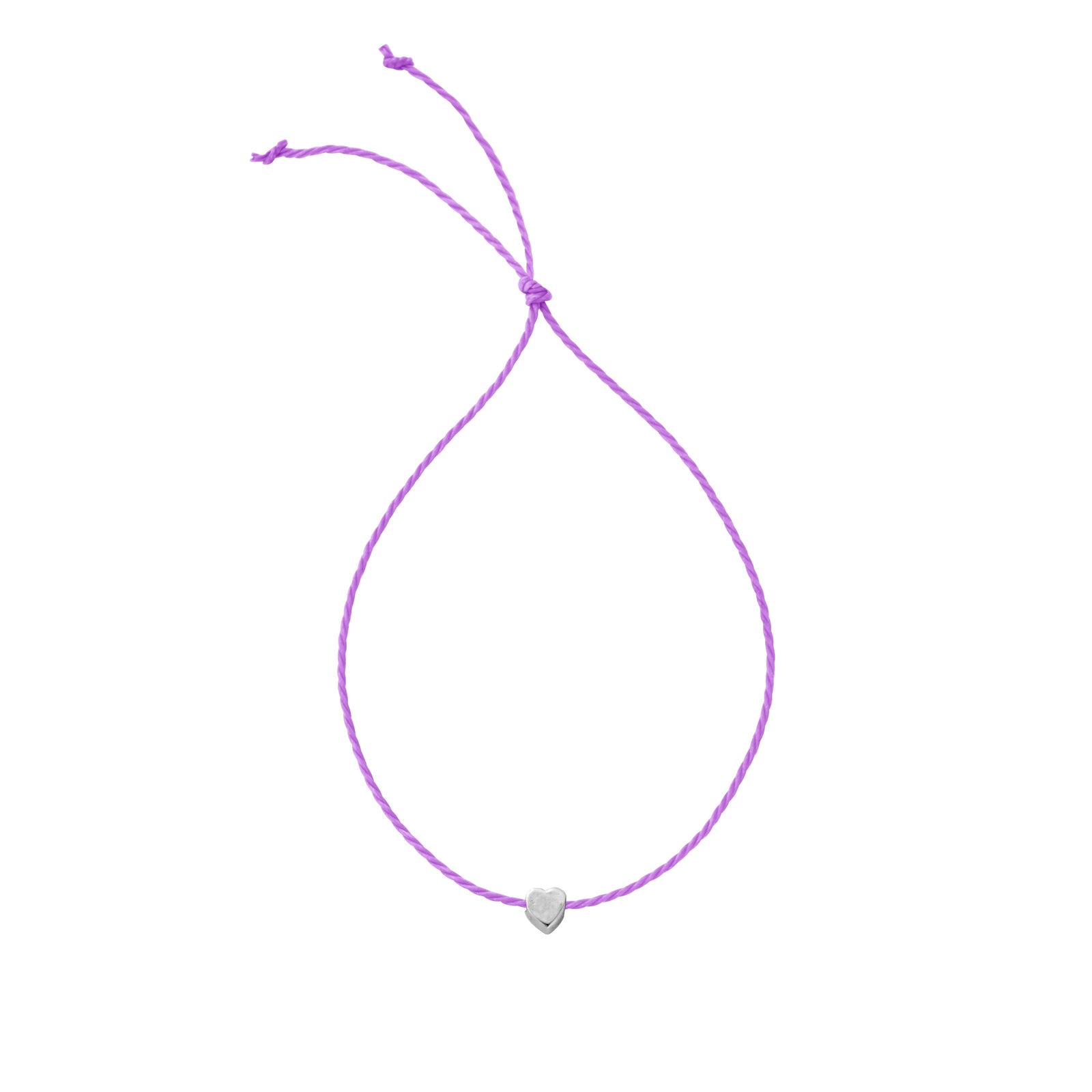 Silver Tiny Heart Cord Bracelet