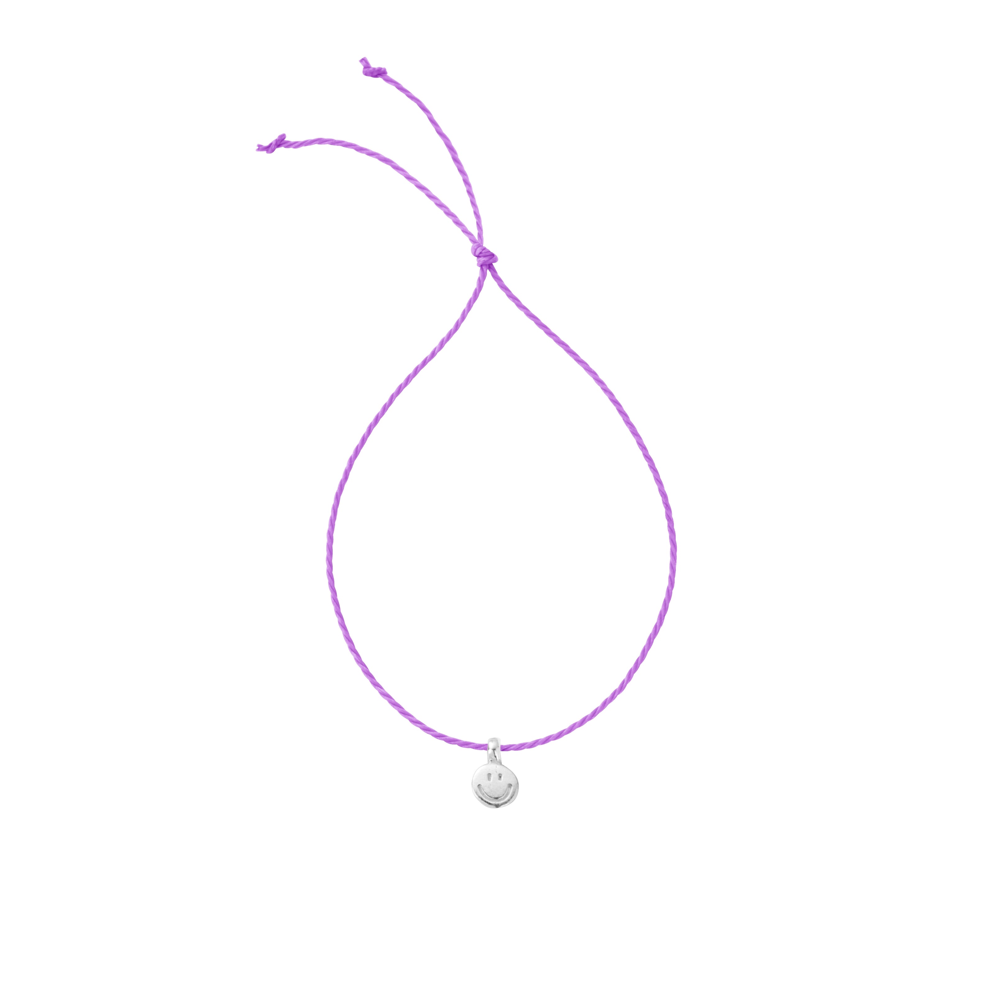Silver Smiley Face Cord Bracelet