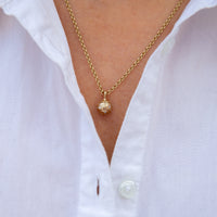 Gold DD Tennis Ball Diamond Necklace