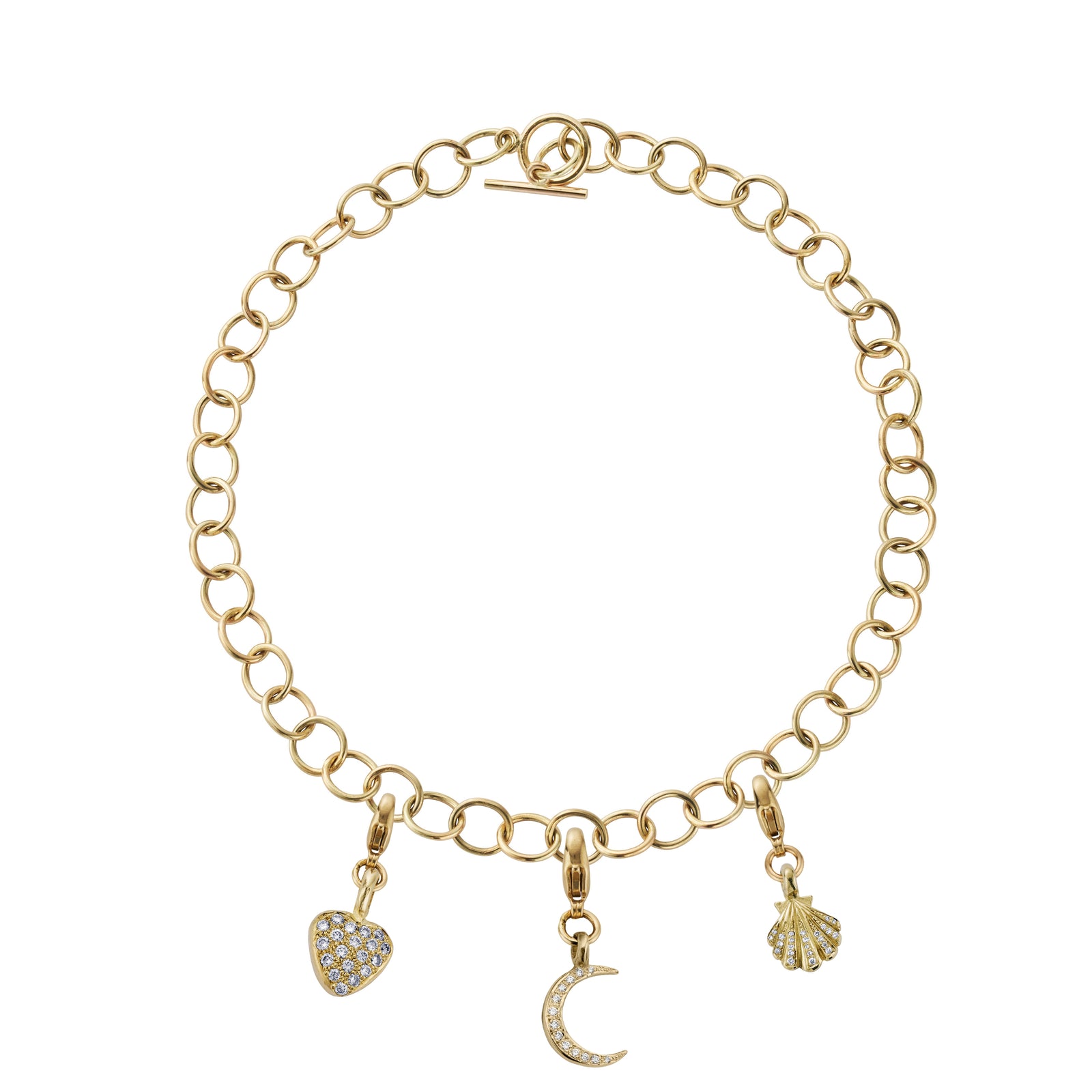 Gold Pavé Diamond Lobster Charm Handmade Chain