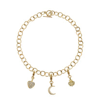 Gold Pavé Diamond Lobster Charm Handmade Chain