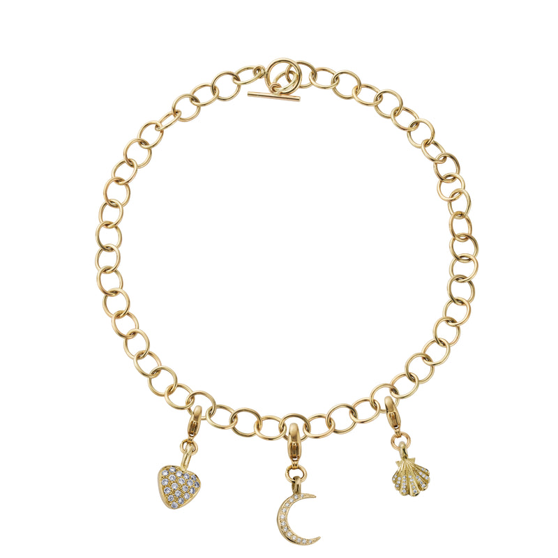 Gold Pavé Diamond Lobster Charm Handmade Chain