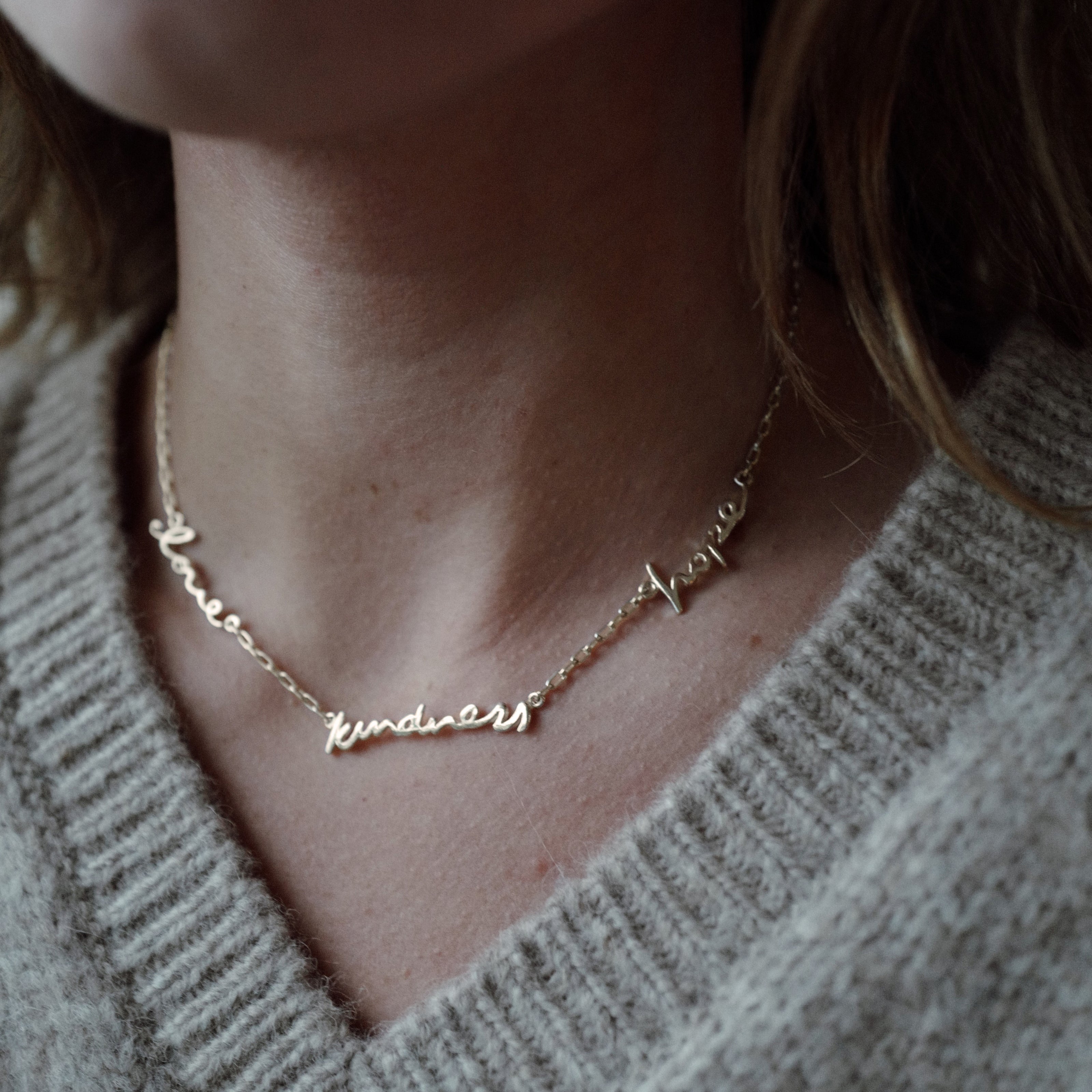 Gold 'Love Kindness Hope' Affirmation Necklace