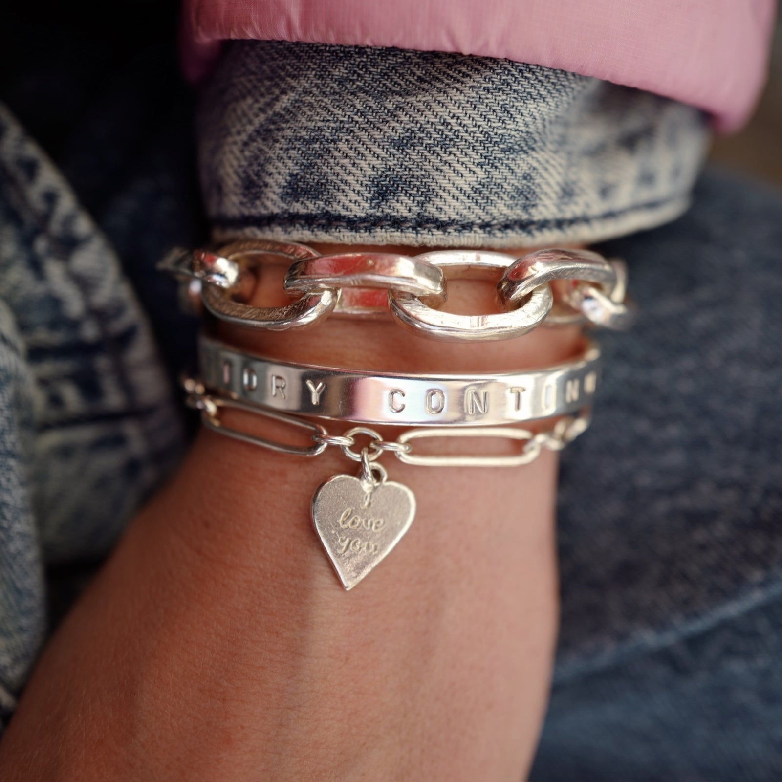 Silver 'I Love You' Love Token Bracelet