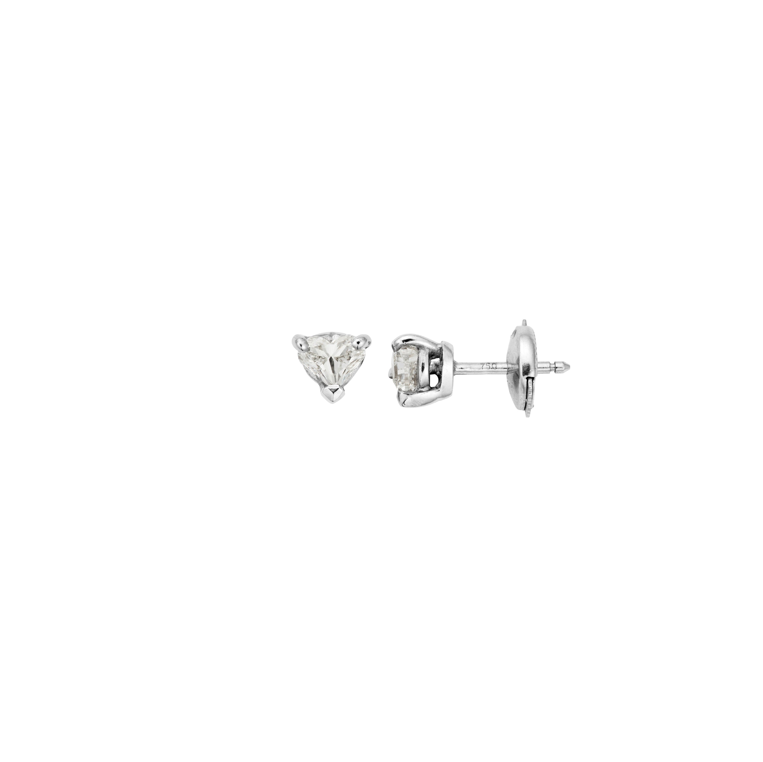 LUCIA White Gold Diamond Heart Claw Stud Earrings