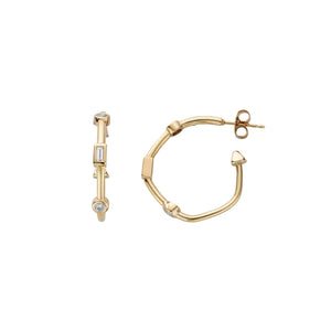 Gold Diamond Luxury Maxi Cupid Hoop Earrings