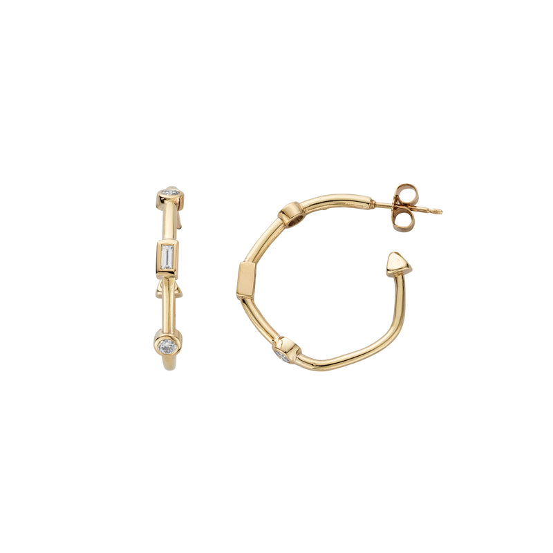Gold Diamond Luxury Maxi Cupid Hoop Earrings
