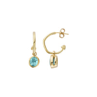 MALIYA Gold Zimbaqua Aquamarine Hoop Earrings