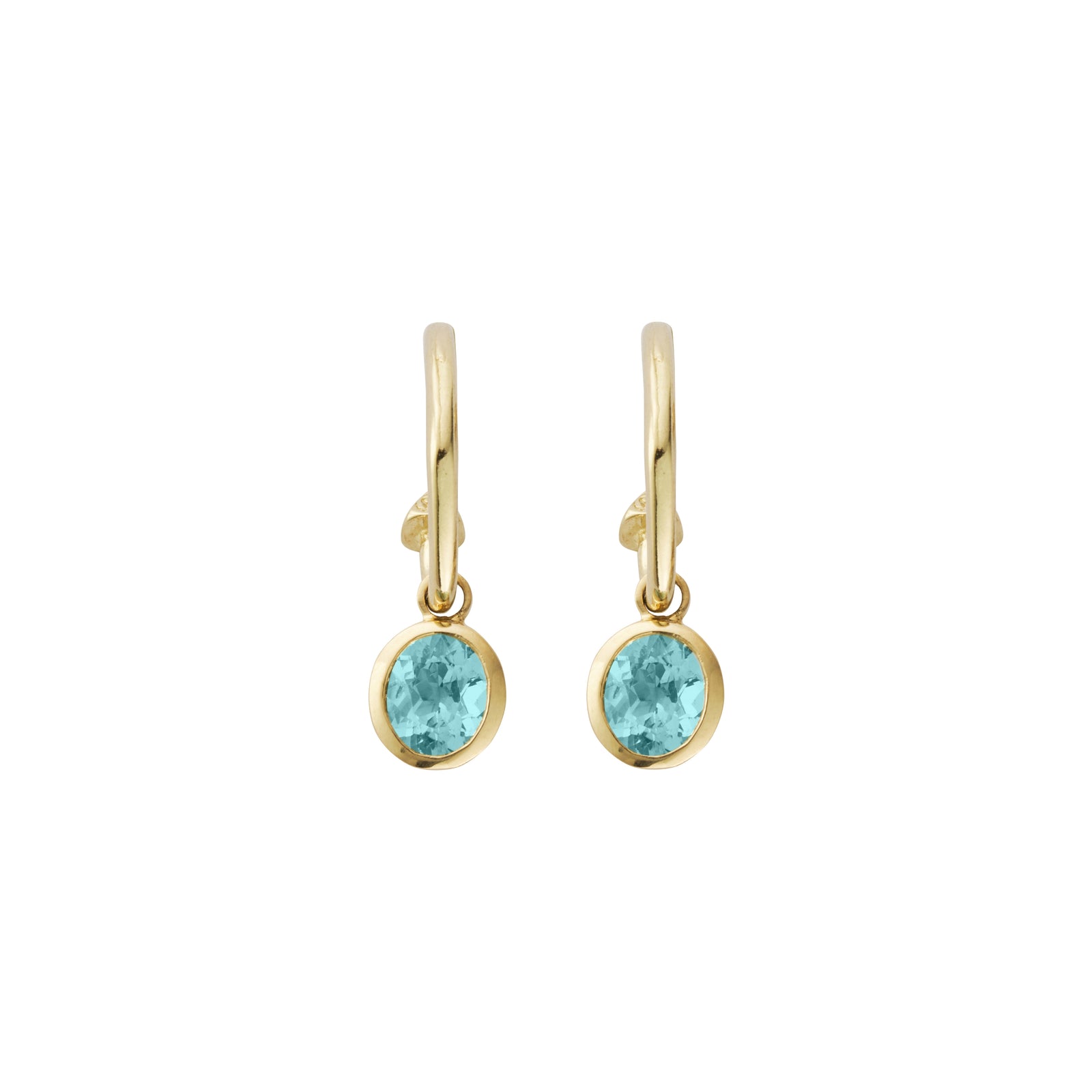 MALIYA Gold Zimbaqua Aquamarine Hoop Earrings