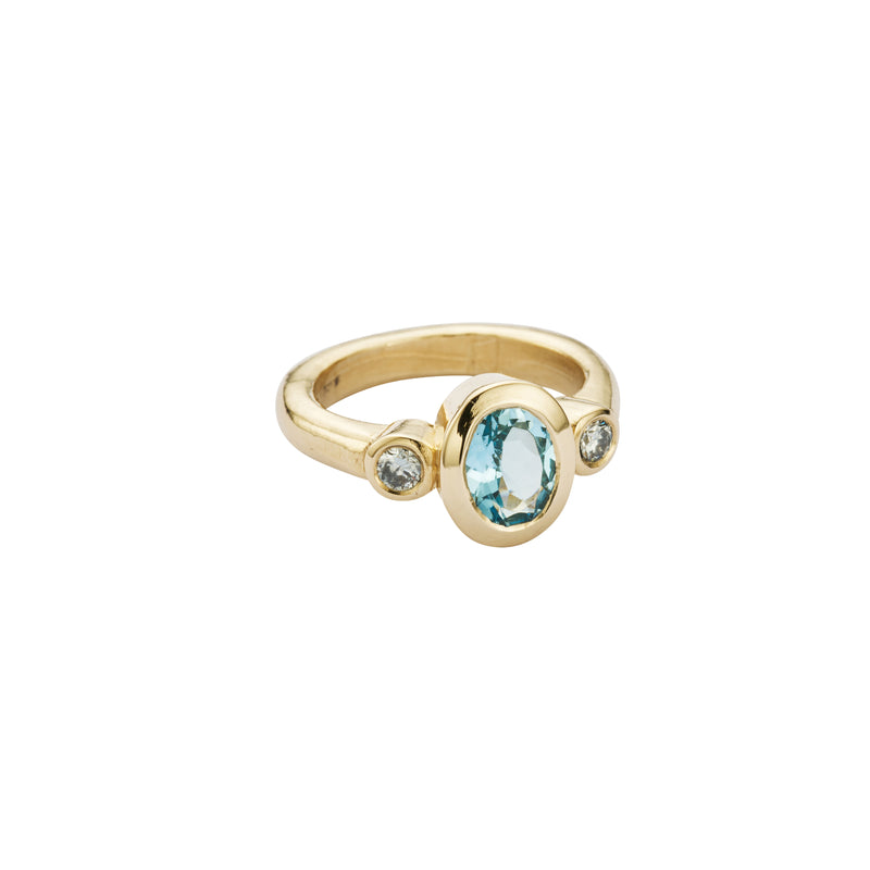 MARENA Gold Aquamarine & Diamond Ring