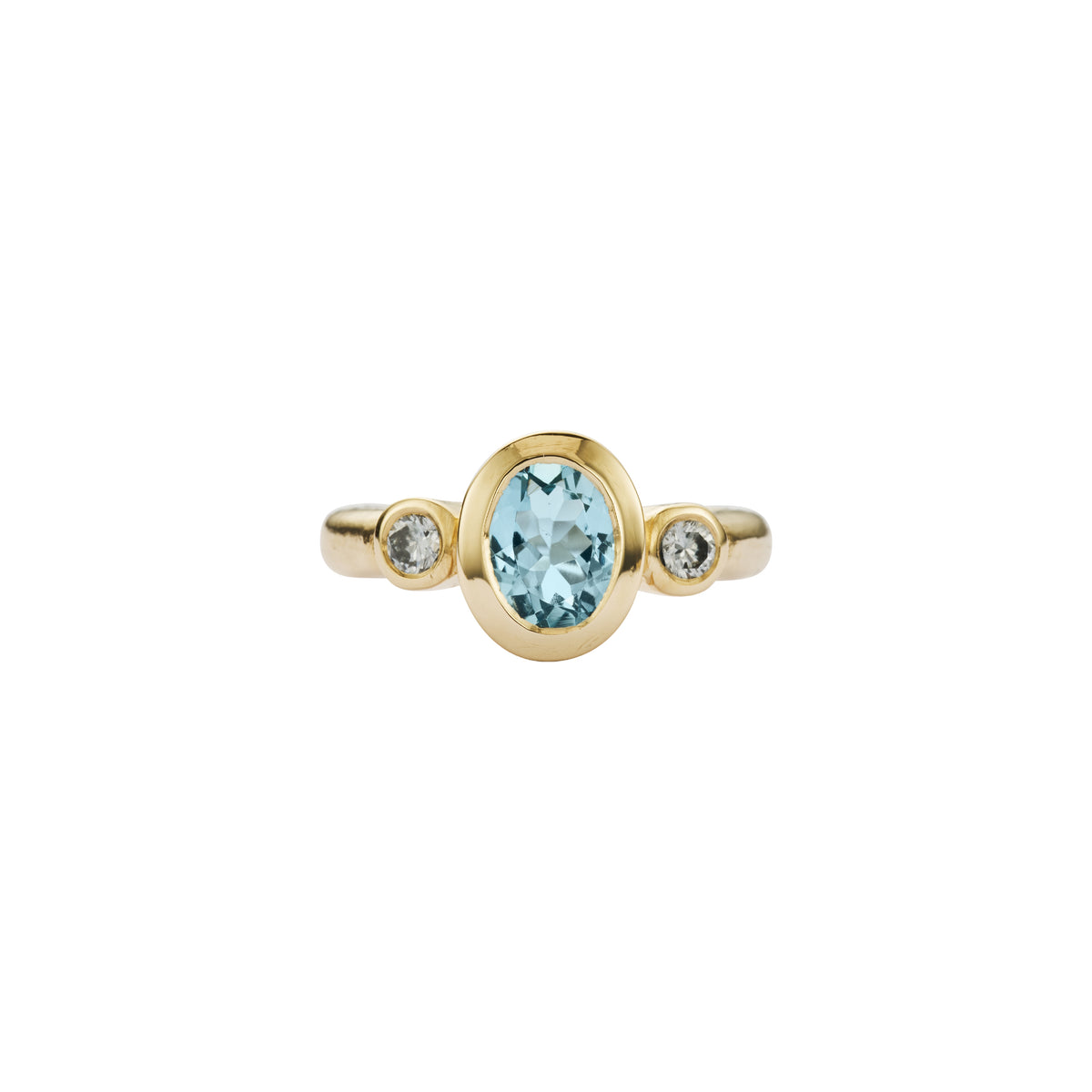 MARENA Gold Aquamarine & Diamond Ring