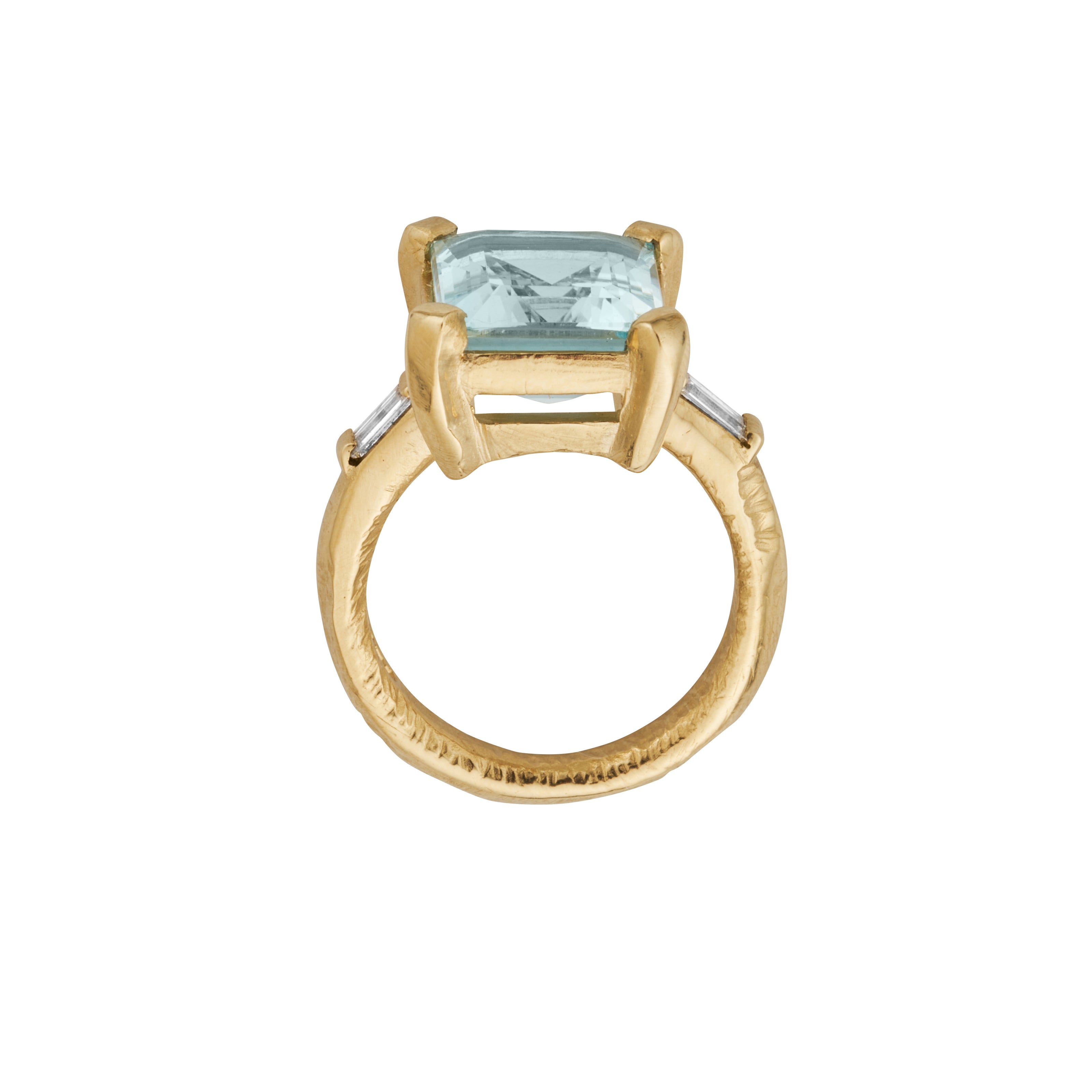 MARISOL Gold Aquamarine & Diamond Claw Ring