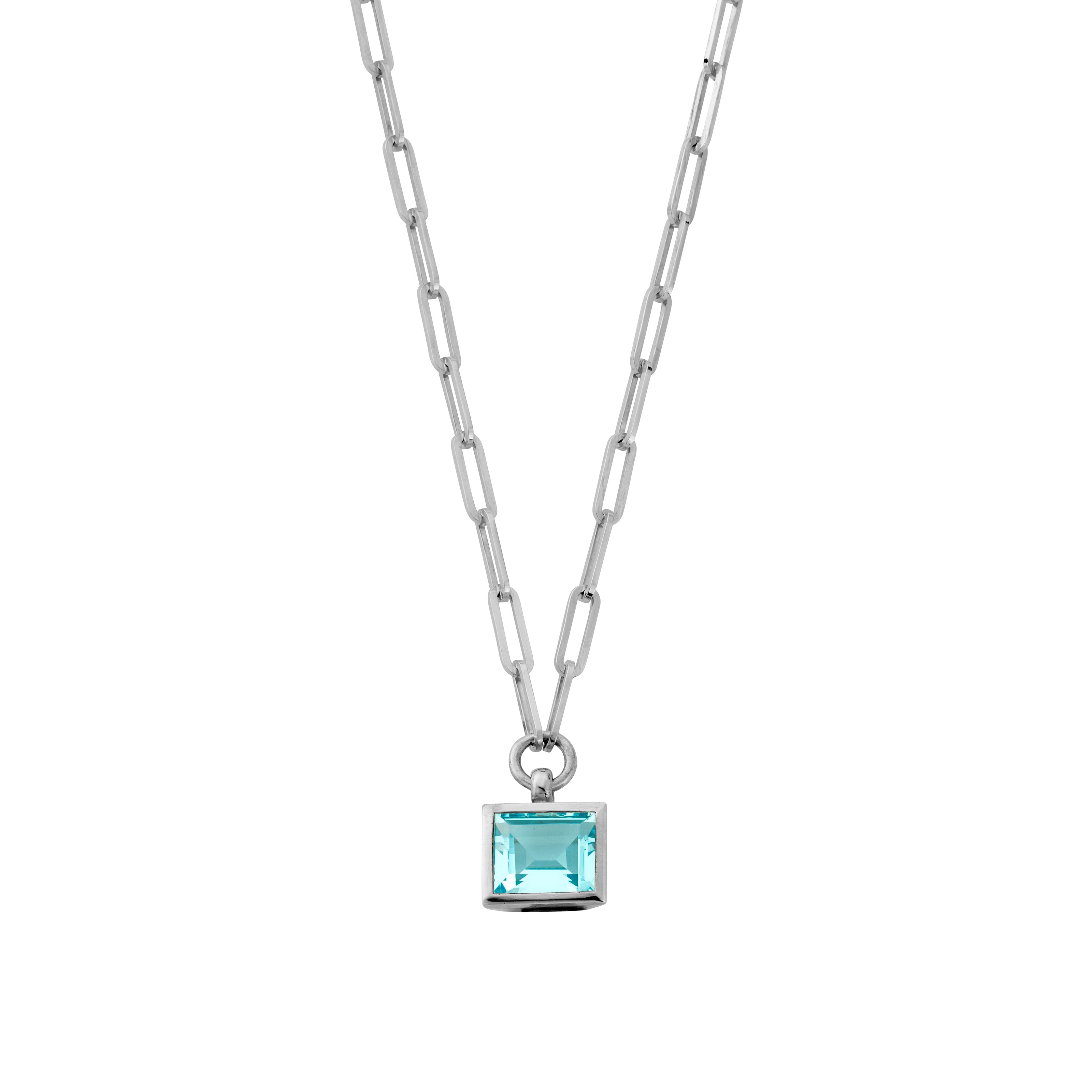 MARIS Silver Blue Topaz Trace Chain Necklace