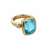 MARITA Gold Blue Topaz & Diamond Ring