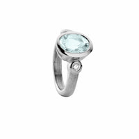 MARNIE Silver Zimbaqua Aquamarine & Diamond Ring