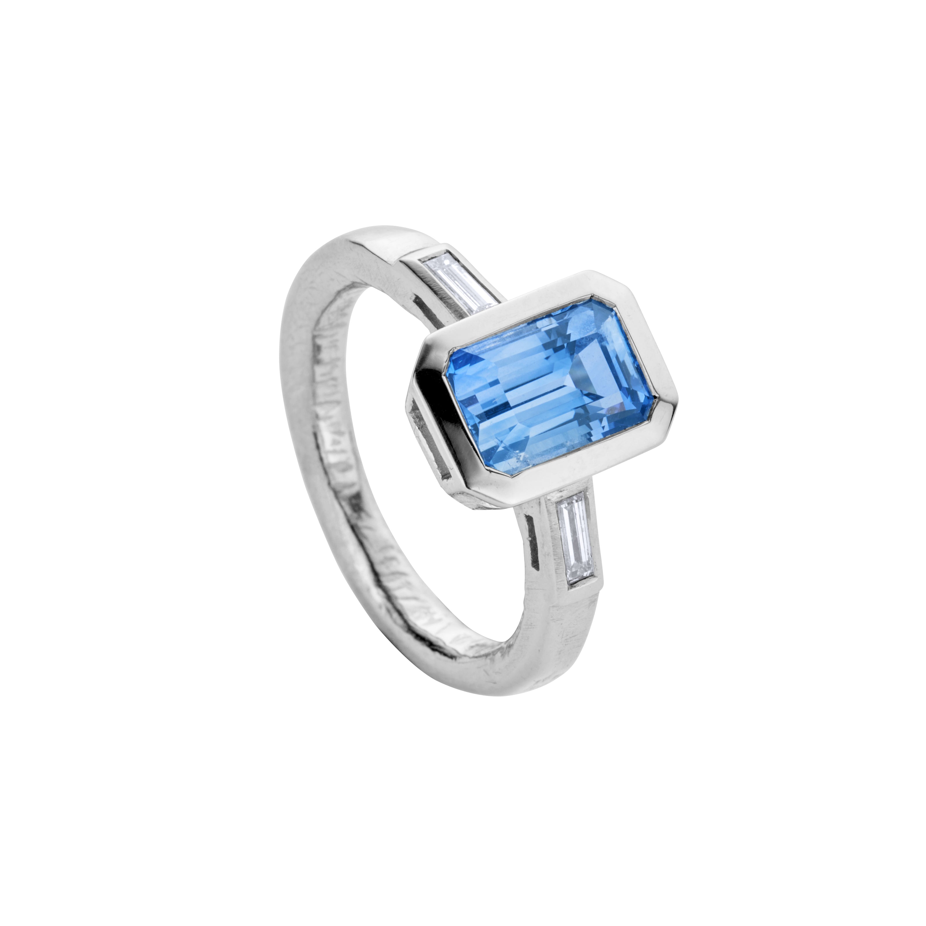 MEERA White Gold Blue Sapphire & Diamond Ring