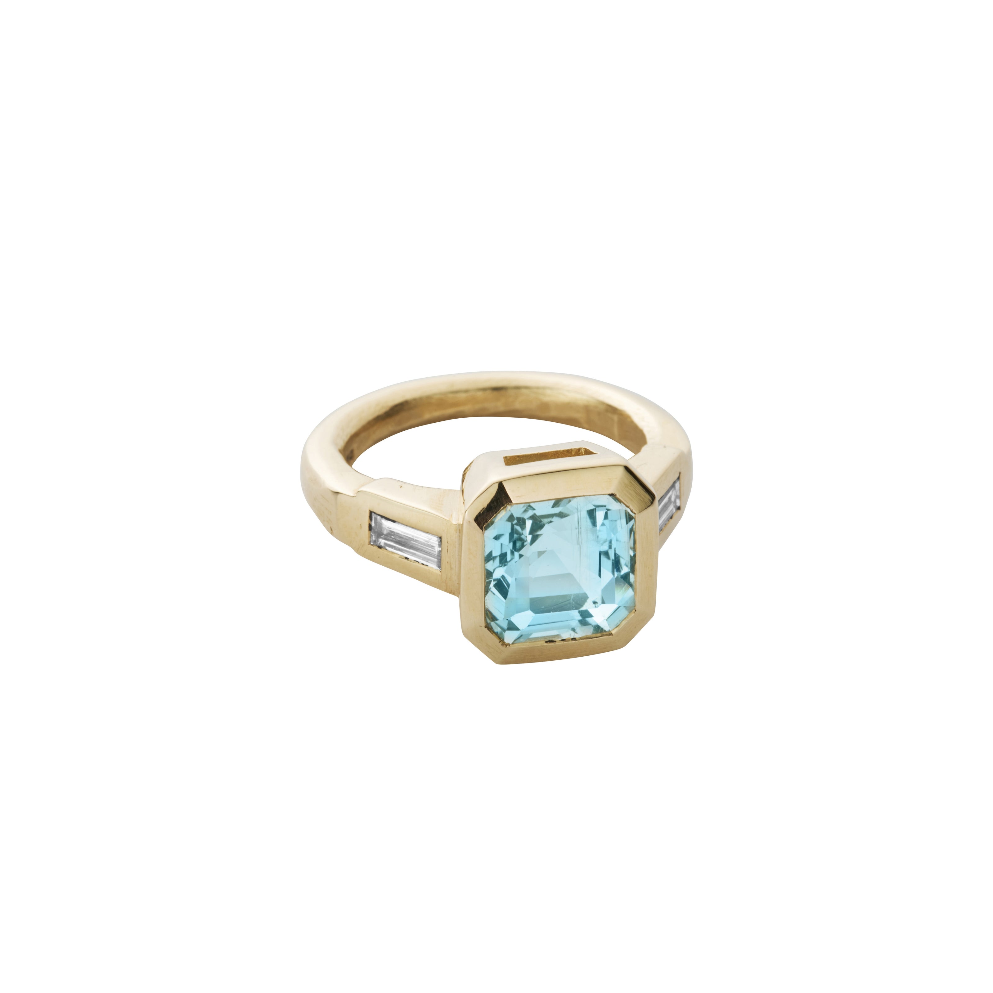 MINA Gold Zimbaqua Aquamarine & Diamond Ring