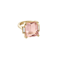MYLEENA Gold Pink Morganite & Diamond Claw Ring