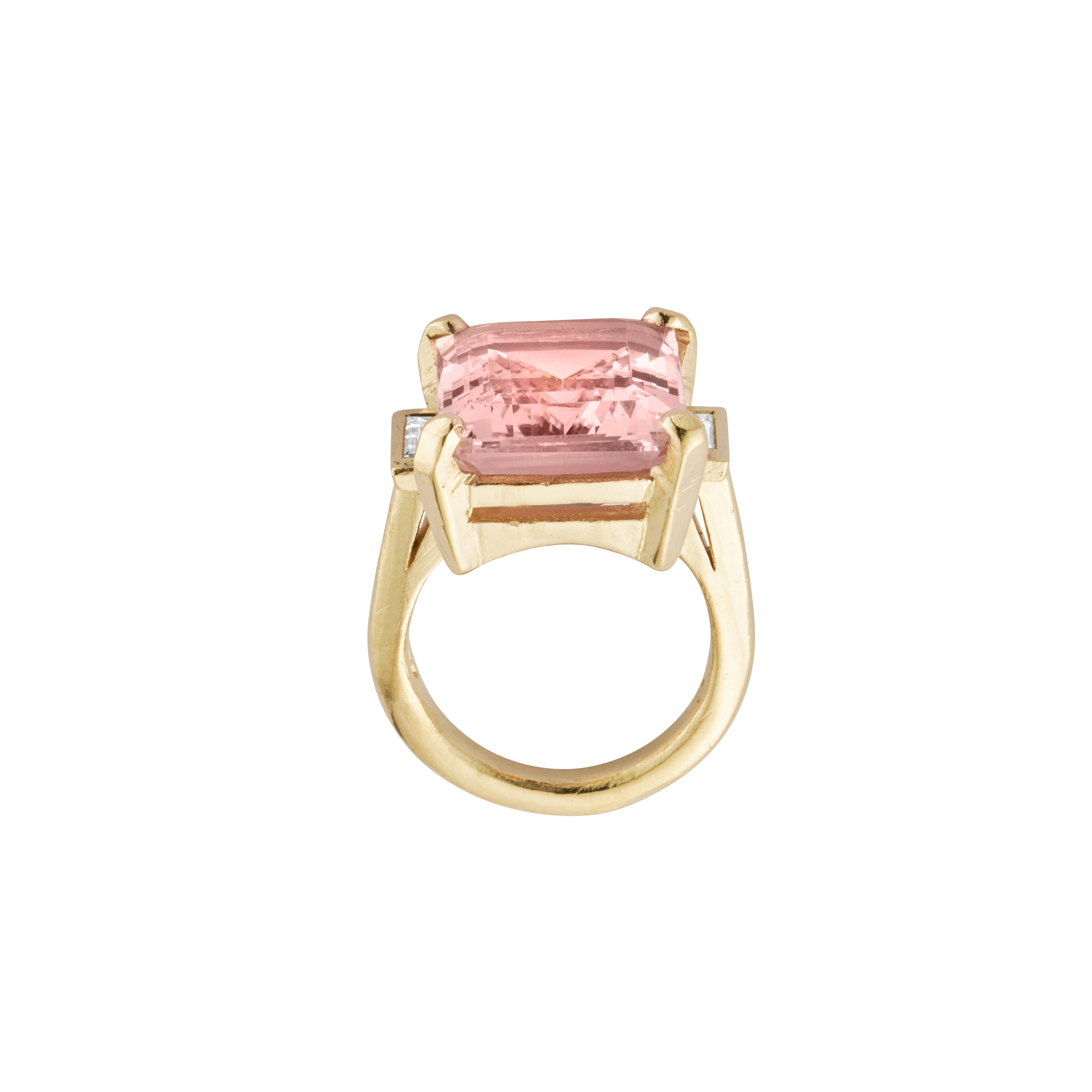 MYLEENA Gold Pink Morganite & Diamond Claw Ring
