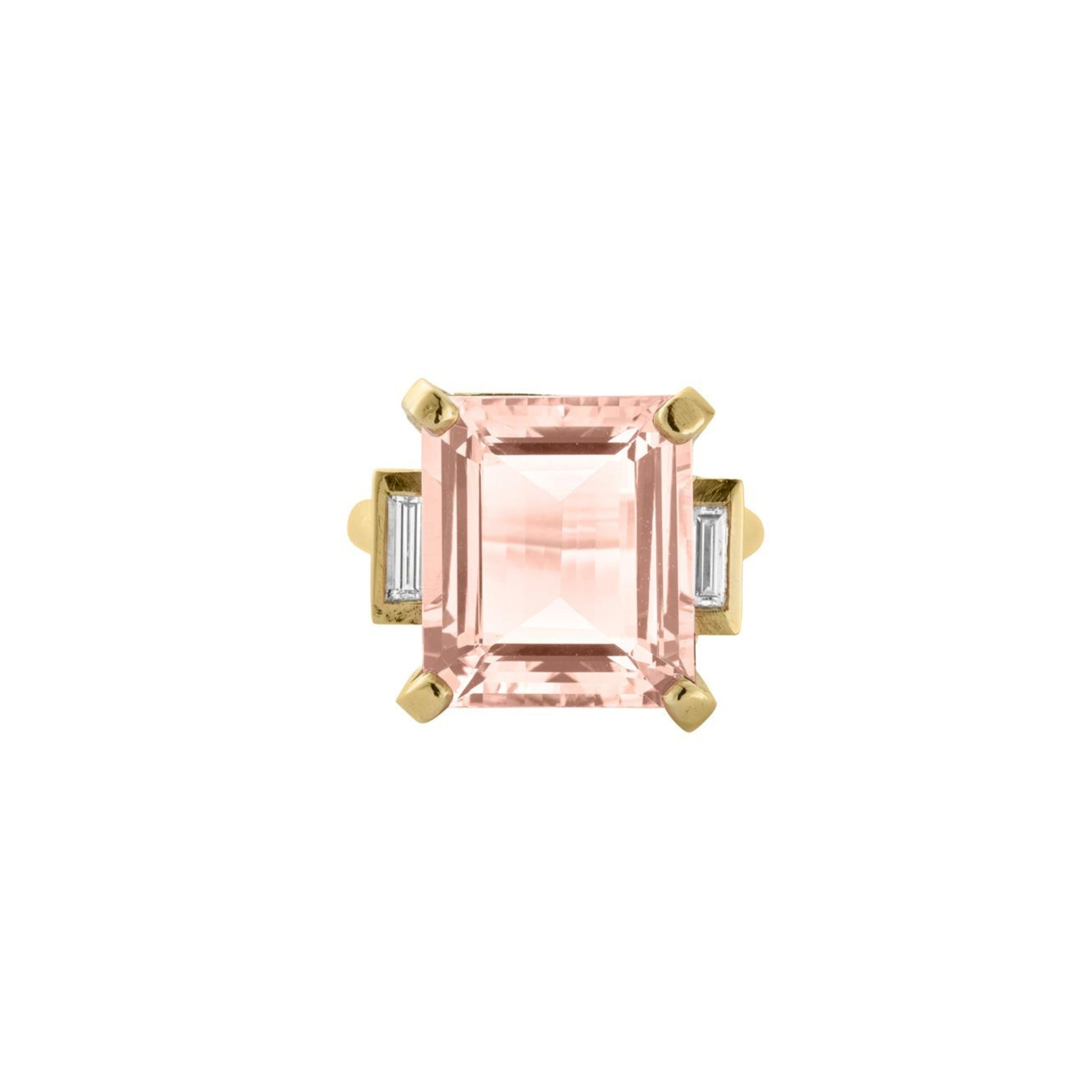 MYLEENA Gold Pink Morganite & Diamond Claw Ring