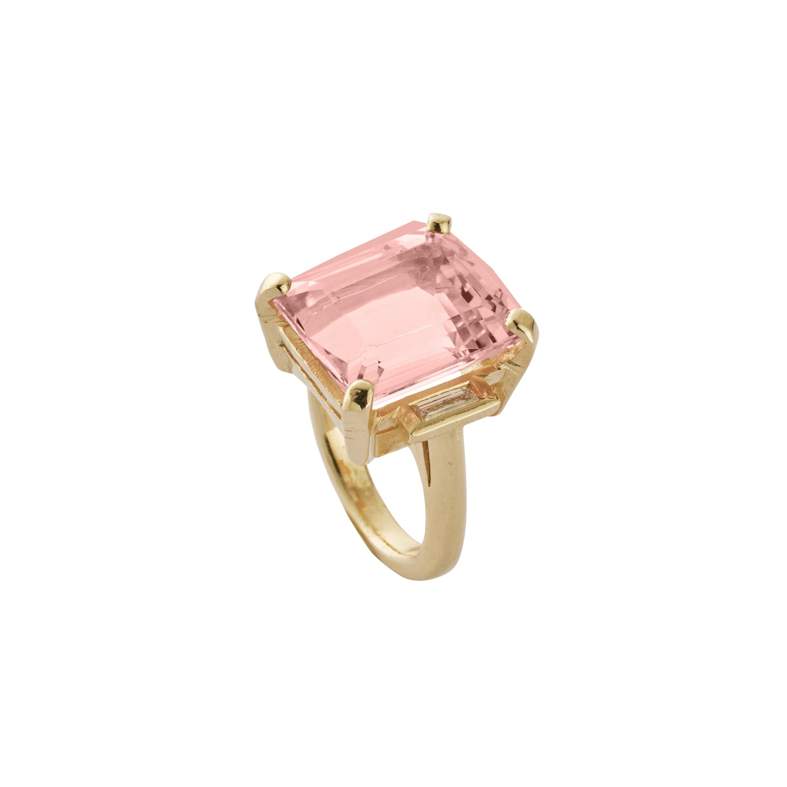 MYLEENA Gold Pink Morganite & Diamond Claw Ring