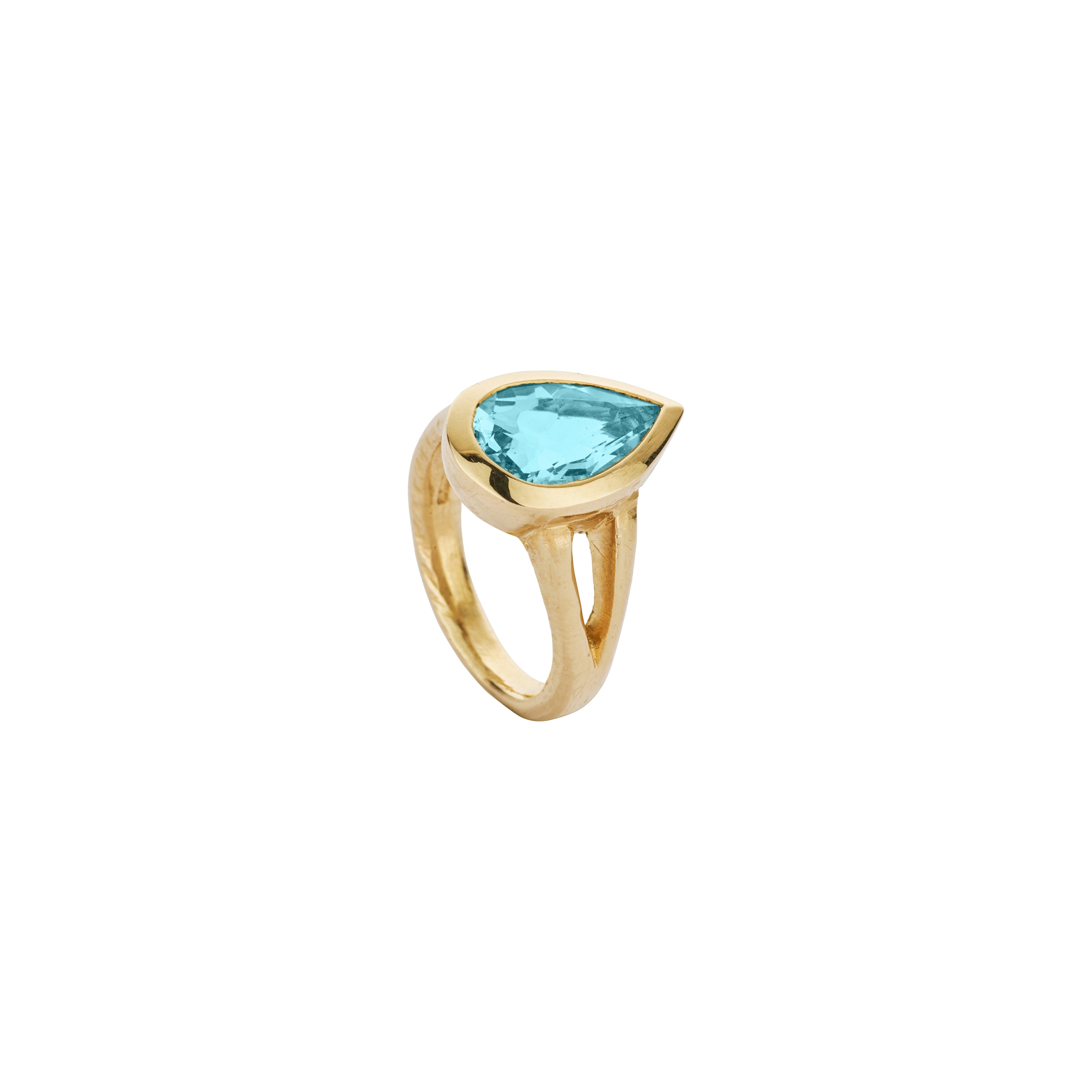 MARILEE Gold Pear Aquamarine Ring