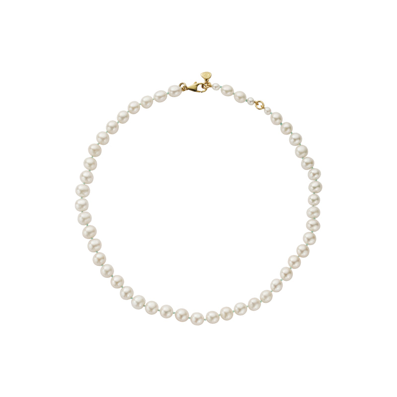 Gold Midi White Holiday Pearl Necklace