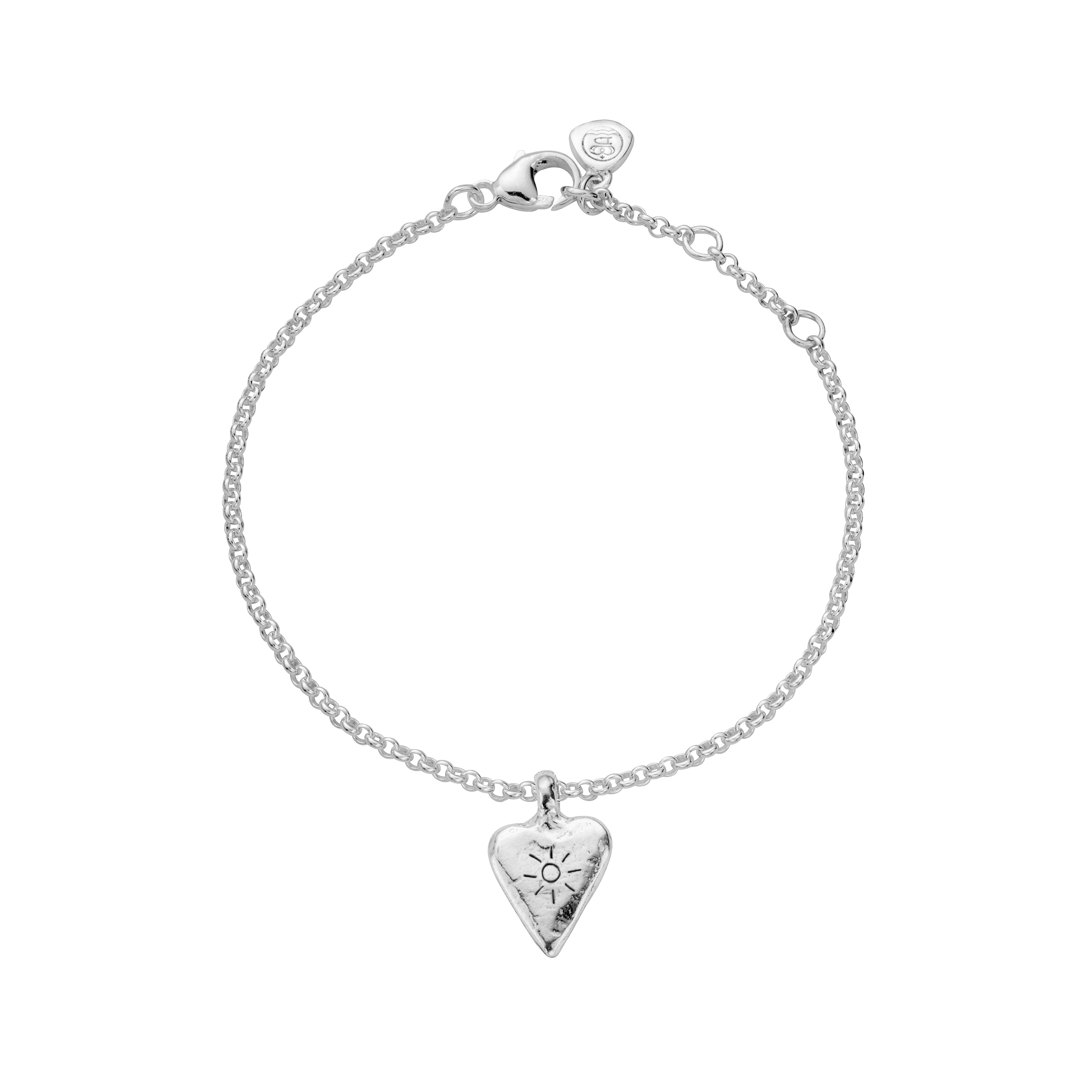 Silver Mini Heart Chain Bracelet with Handwriting