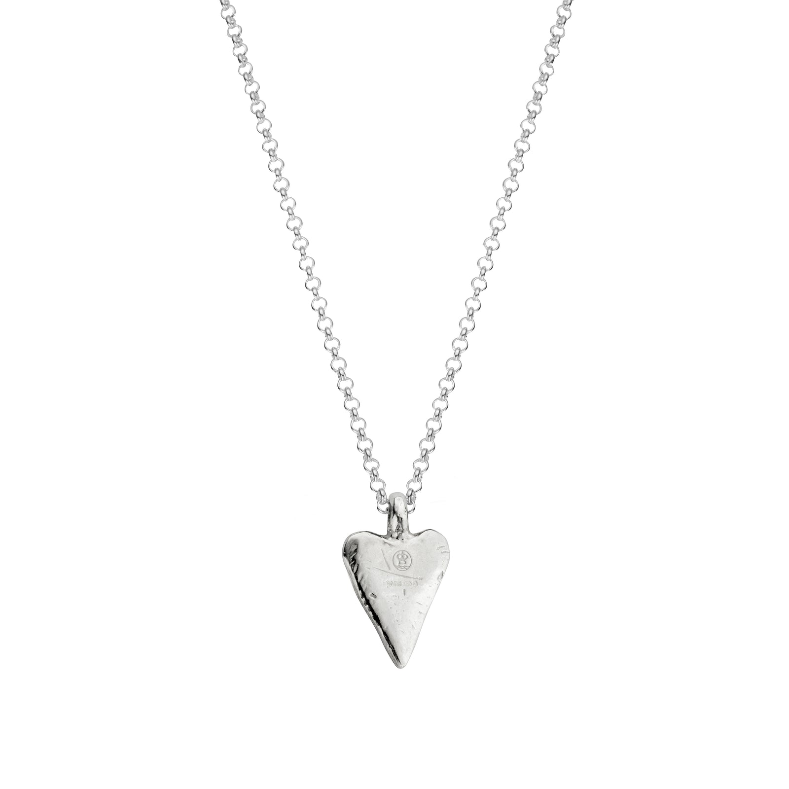 Silver Medium Heart Necklace with Paw Print