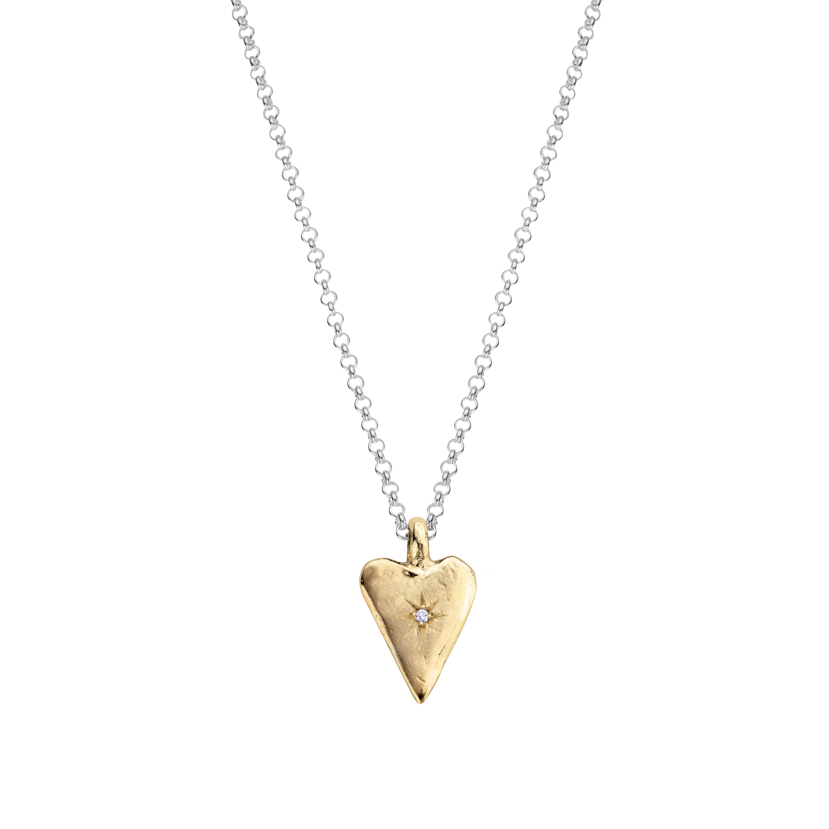 Silver & Gold Medium Heart Necklace