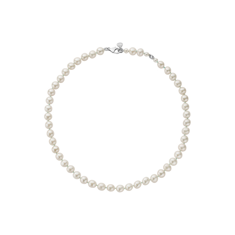 Silver Midi White Holiday Pearl Necklace