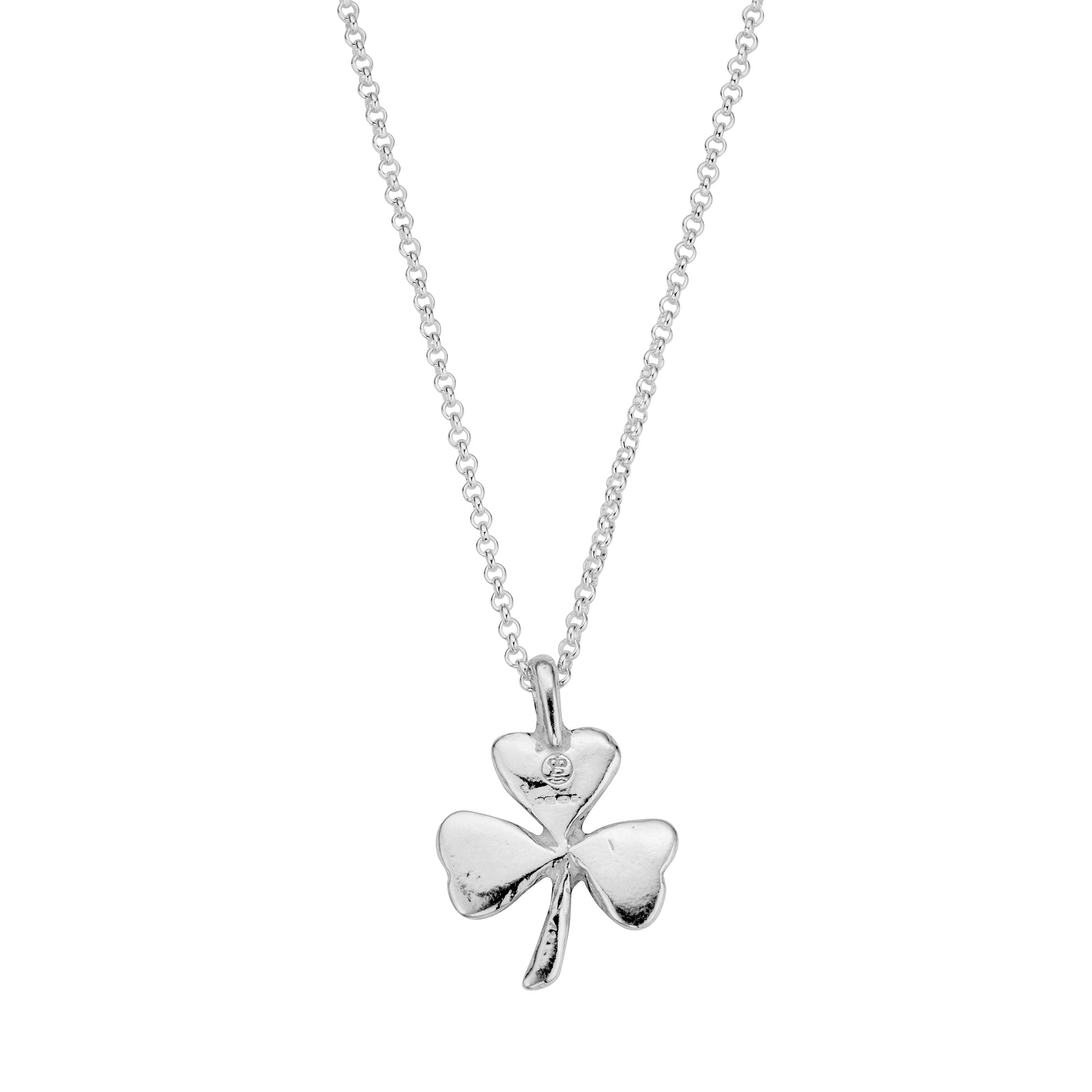 Silver 'Faith, Hope, Love' Large Shamrock Necklace