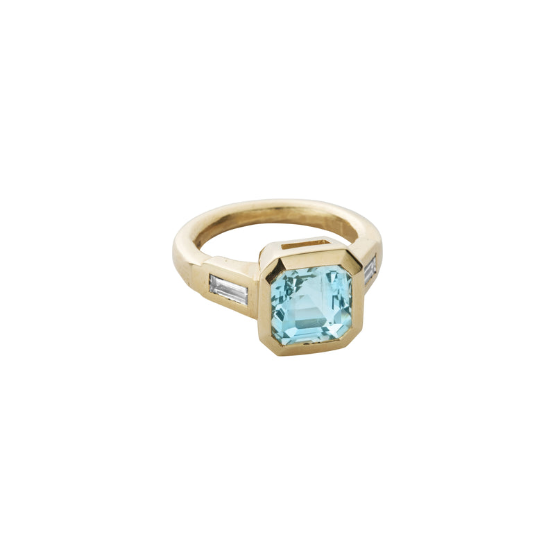 MINA Gold Zimbaqua Aquamarine & Diamond Ring