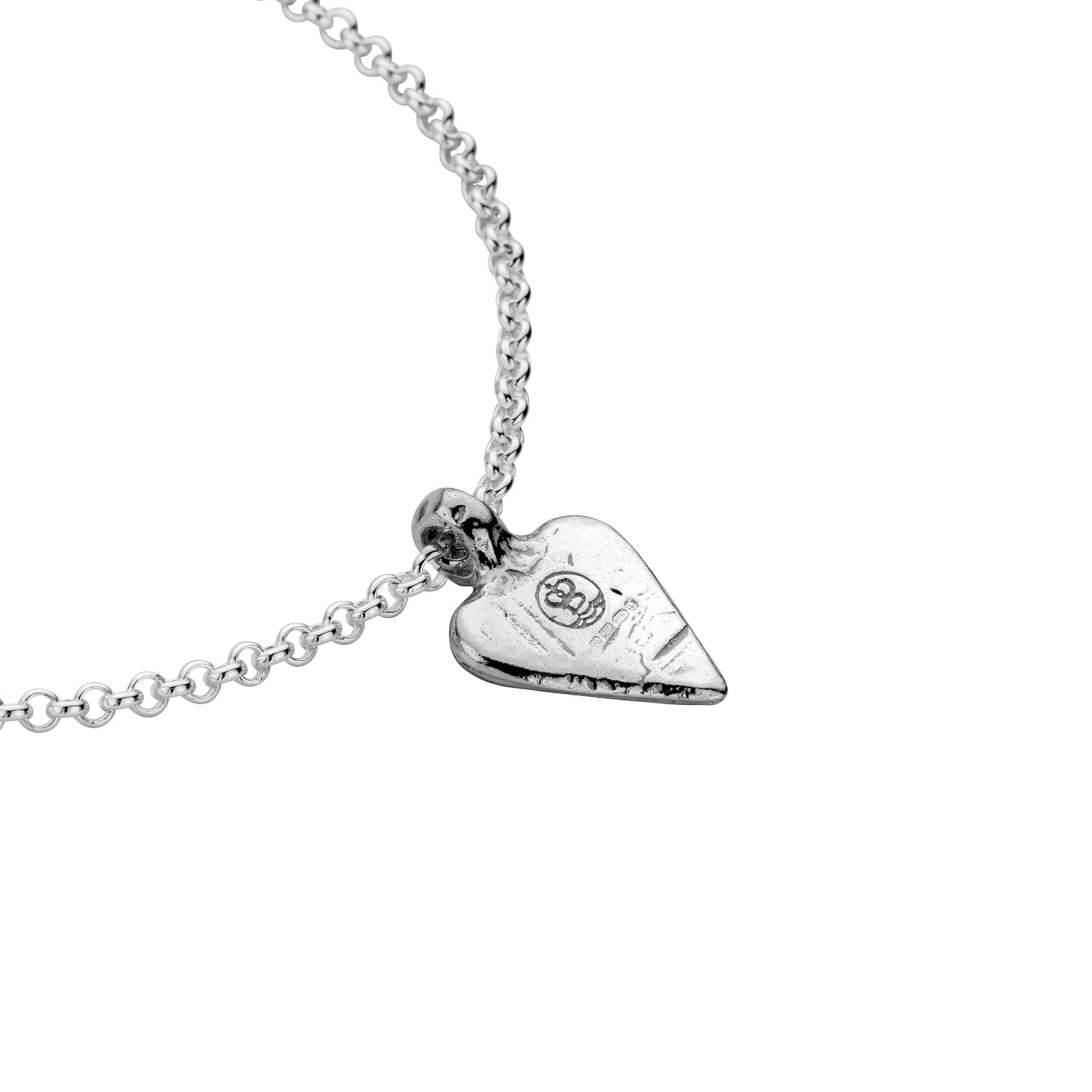 Silver Mini Heart Chain Bracelet with Paw Print