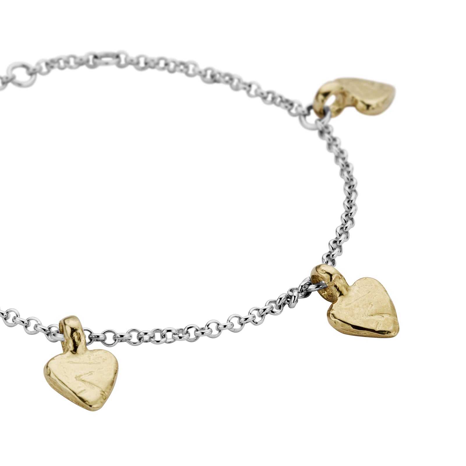 Silver & Gold Trio Baby Heart Chain Bracelet