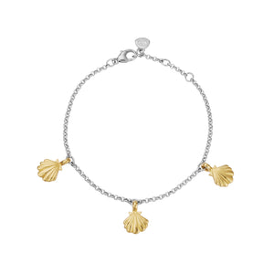 Silver & Gold Trio Scallop Shell Chain Bracelet