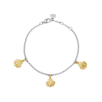 Silver & Gold Trio Scallop Shell Chain Bracelet