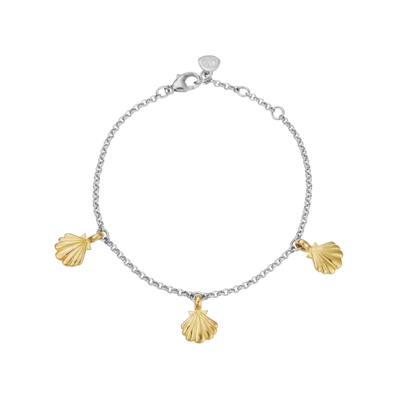 Silver & Gold Trio Scallop Shell Chain Bracelet