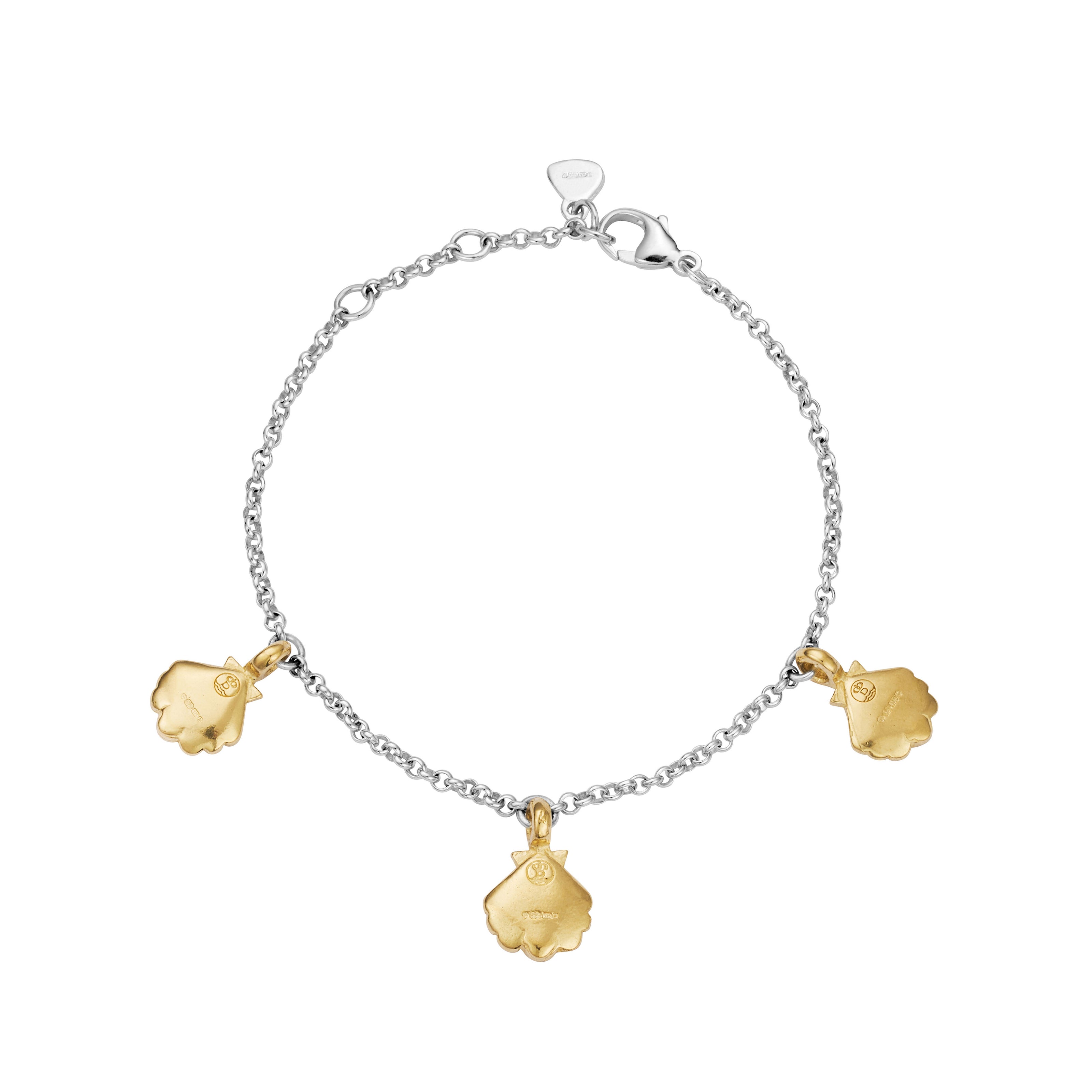 Silver & Gold Trio Scallop Shell Chain Bracelet