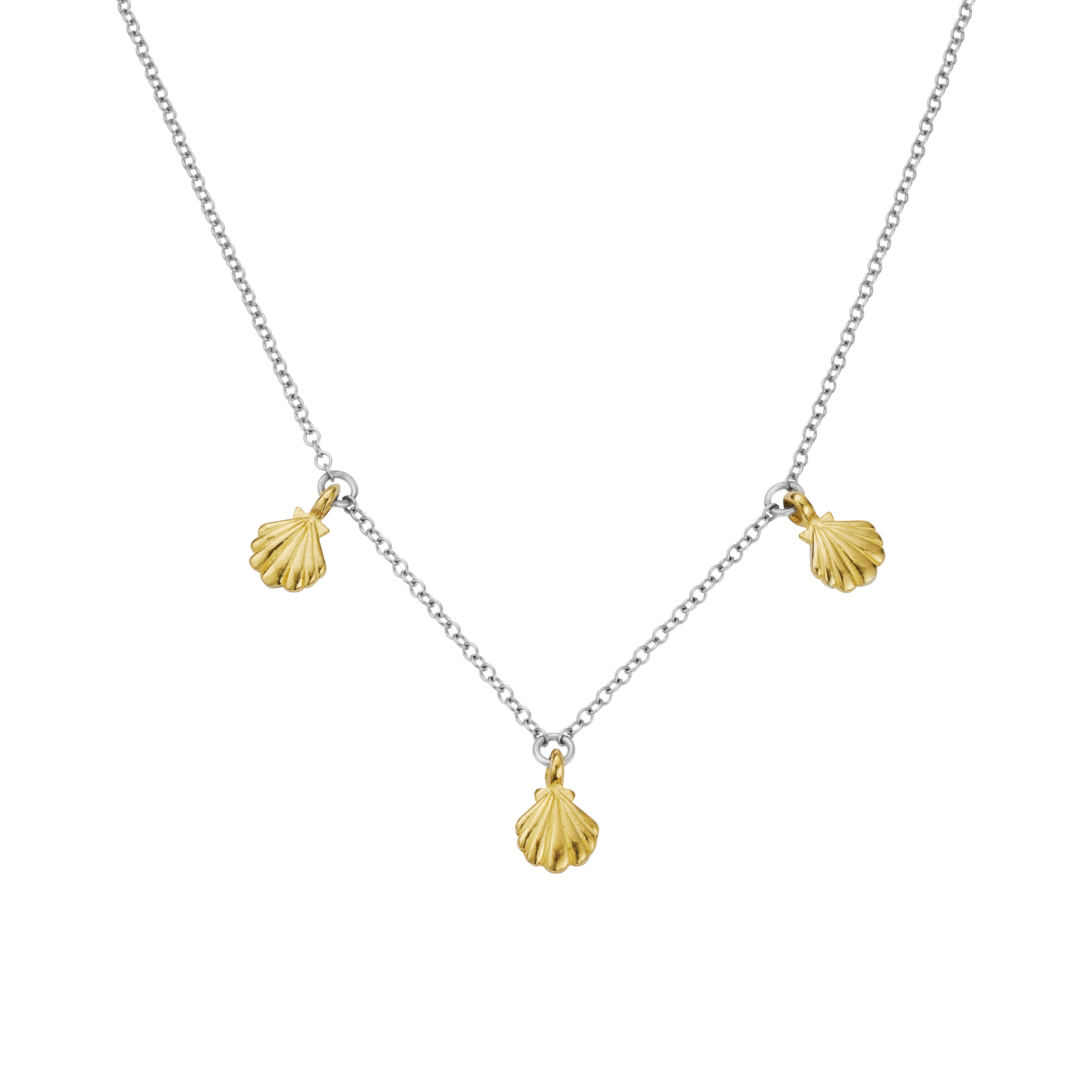 Silver & Gold Trio Scallop Shell Necklace